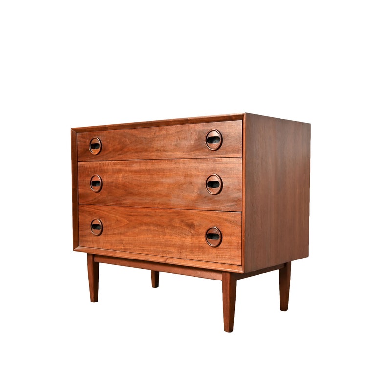 Walnut Dresser Founders Furniture Round Wood Pulls Mid Century Modern image 1