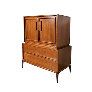 Walnut Tall Dresser Gentlemans Chest Mid Century image 1