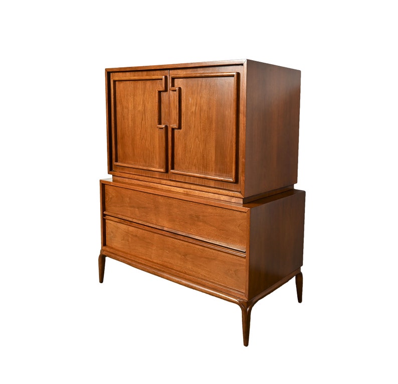 Walnut Tall Dresser Gentlemans Chest Mid Century image 1