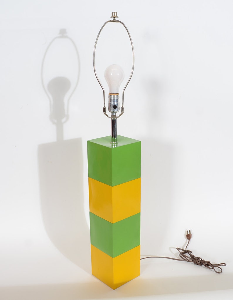 Table Lamp Yellow Green Mid Century Modern | Etsy