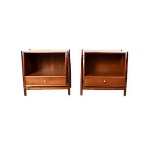 Drexel Declaration Nightstands Pair of Walnut Nightstands Mid Century Modern image 1