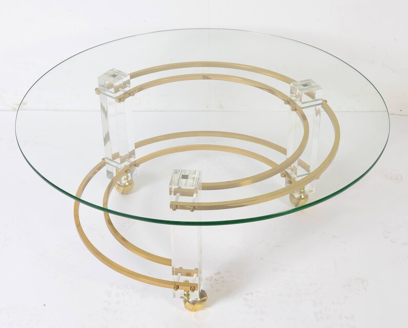 Lucite and Brass Base Cocktail Table Base Mid Century Modern Etsy