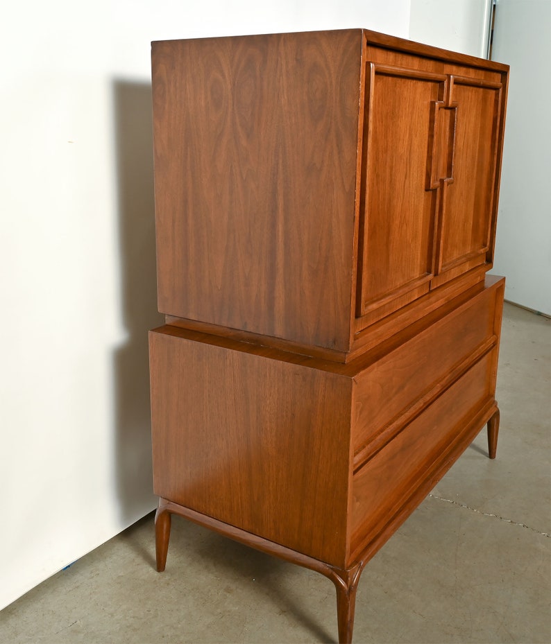 Walnut Tall Dresser Gentlemans Chest Mid Century image 3