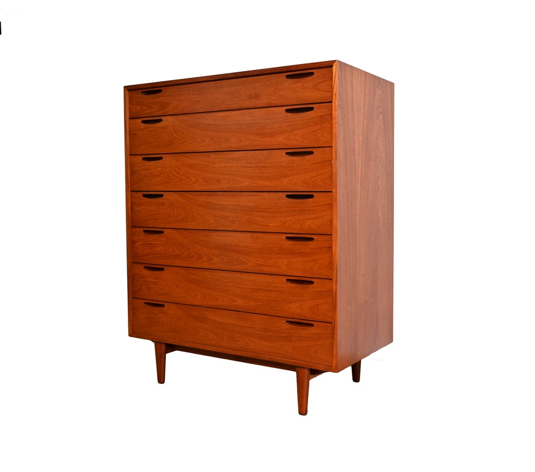 Ib Kofod Larsen Tall Dresser Teak Chest of Drawers Denmark - Etsy