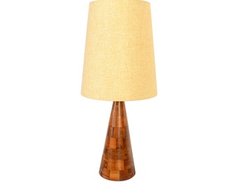 Amter Craft Walnut Wood Lamp Patchwork Mid Century Modern
