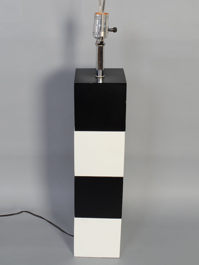 Table Lamp Black and White Mid Century Modern - Etsy