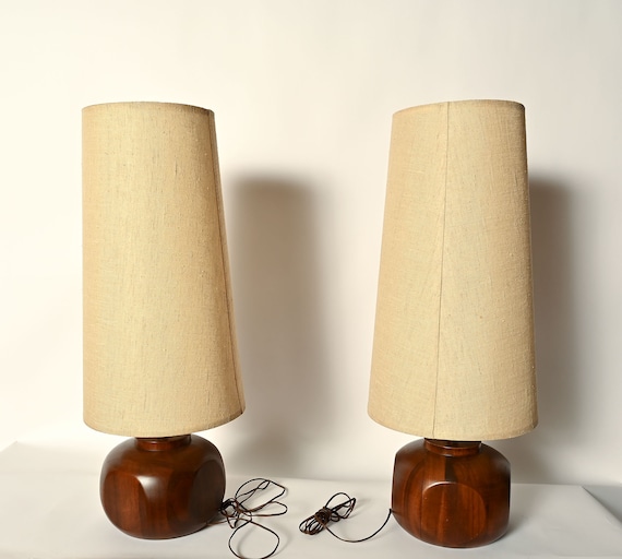 Large Walnut Lamps Zina Lamp Co. Mid Century Modern - Etsy