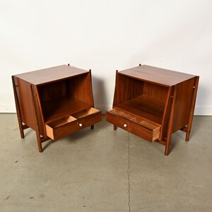 Drexel Declaration Nightstands Pair of Walnut Nightstands Mid Century Modern image 7