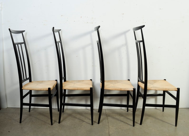 Gio Ponti Style Dining Chair Piazza Originals Set of 4 Mid Century Modern zdjęcie 3