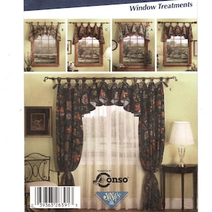 May include: Simplicity Home Decorating pattern for window treatments. The package features images of various curtain styles, including can tops. The design includes Spanish instructions. The package has the number 5696.