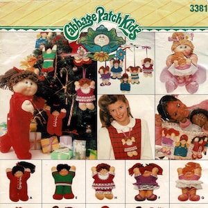 UNCUT Butterick 3381 Cabbage Patch Christmas Tree Ornaments Sewing Pattern: 6-inch felt dolls 1980s