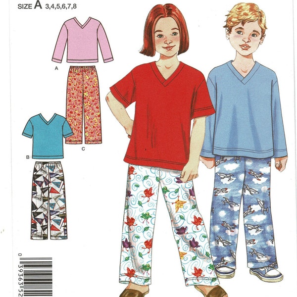 Simplicity 2047 Easy Pants & Knit Pullover Top Sewing Pattern, Kids Loungewear, Boy Girl Size 3 4 5 6 7 8 Uncut 2010s  j