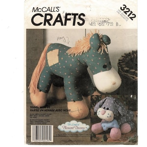 UNCUT McCalls 3212 Puppy & Horse Stuffed Animals Sewing Pattern, Pleasant Dreams Toys, Vintage 1980s