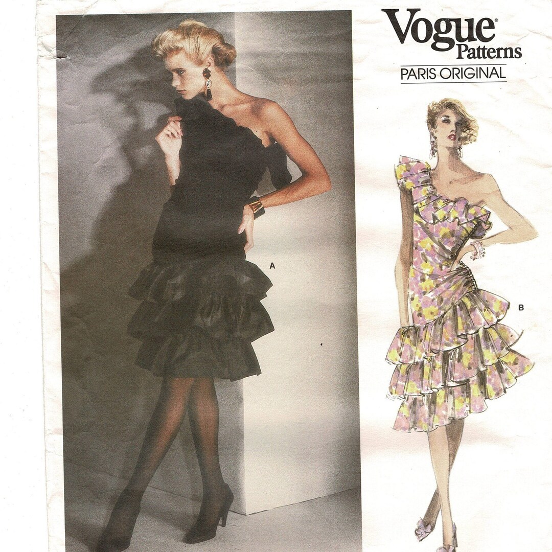 Vogue Ruffles Vogue 1702 Cocktail Dress Sewing Pattern: Cold-shoulder, Tiered Ruffles ...