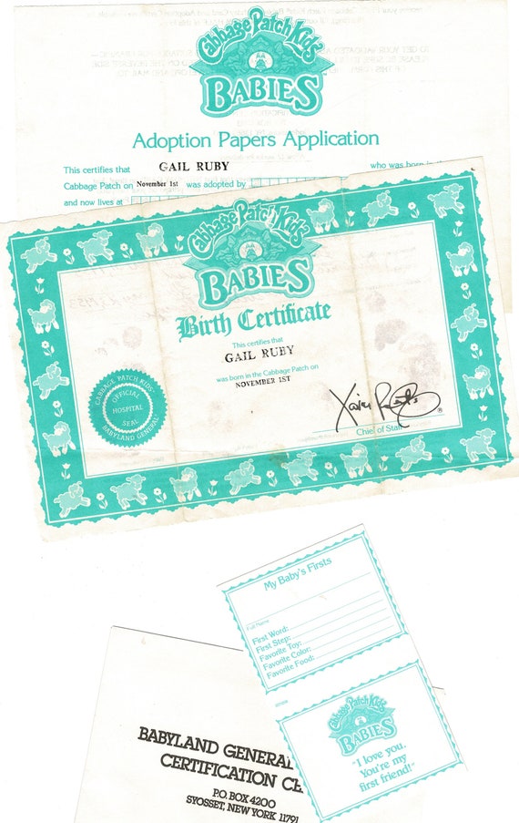 cabbage patch birth certificate