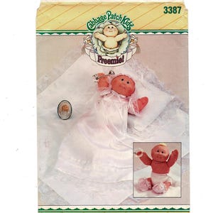UNCUT Cabbage Patch Kids Preemie Christening Outfit Sewing Pattern Butterick 3387, Vintage 1980s clothes for 14 inch dolls