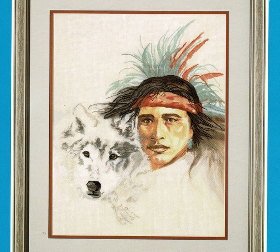 Vintage 90s Candamar Designs Native American Wolf 50801 Cross Stitch Craft Kit Kits Craft Supplies Tools Delage Com Br