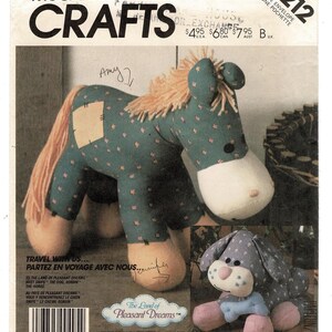 UNCUT McCalls 3212 Puppy & Horse Stuffed Animals Sewing Pattern, Pleasant Dreams Toys, Vintage 1980s