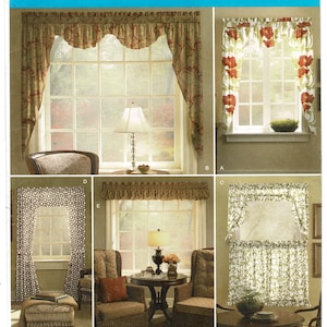 Window Treatments Sewing Pattern: Valances, Panels, Cafe Curtains, Simplicity 2395 UNCUT FF Complete