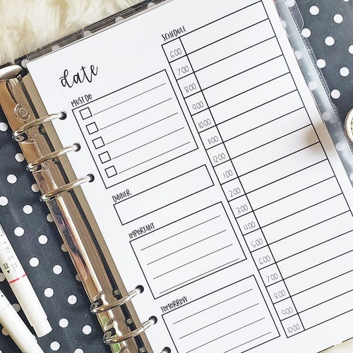 DAILY PLANNER Letter Size Half Letter Size A4 A5 Etsy