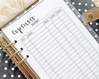 Expense Tracker Inserts for A5 Planners, Half Letter Printed Budget Inserts, Checkbook Register, Expenses Tracker