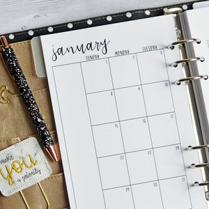 Monthly Planner Inserts, Printed Half Letter Size Inserts, Monthly Inserts for 2024, Fits A5 Size Planners
