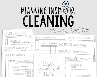 Cleaning Planner, Cleaning Checklist, PDF Printable Cleaning Schedule, 14 Pages, US Letter Size & Half Letter Size,Instant Download,Editable