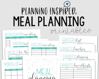 Menu Planner, PDF Printable Meal Planner, Family Meal Planner, 10 pages, US Letter & Half Letter Size, Instant Download, Editable