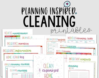 Cleaning Planner, Cleaning Checklist, PDF Printable Cleaning Schedule, 14 Pages, US Letter & Half Letter Size, Instant Download, Editable
