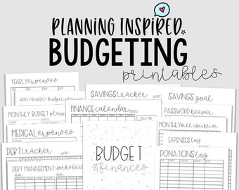 Budgeting Printables, Budget Planner, PDF Printable Finance Planner, 14 Pages, US Letter & Half Letter Size, Instant Download, Editable