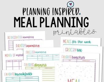 Printable Meal Planner, PDF Printable Menu Planner, Family Meal Planner, 10 pages, US Letter & Half Letter Size, Instant Download, Editable