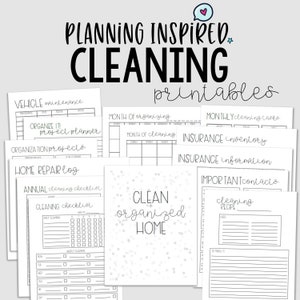 Cleaning Planner, Cleaning Checklist, PDF Printable Cleaning Schedule, 14 Pages, US Letter Size & Half Letter Size,Instant Download,Editable