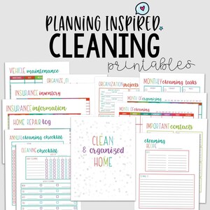 Cleaning Planner, Cleaning Checklist, PDF Printable Cleaning Schedule, 14 Pages, US Letter & Half Letter Size, Instant Download, Editable