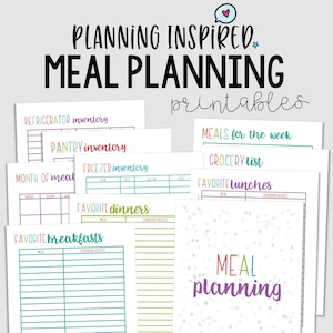 Printable Meal Planner, PDF Printable Menu Planner, Family Meal Planner, 10 pages, US Letter & Half Letter Size, Instant Download, Editable