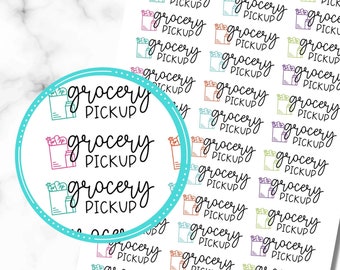 Grocery Pickup Planner Stickers, Set of 36 Grocery Shopping, Groceries, Pick Up Groceries Stickers