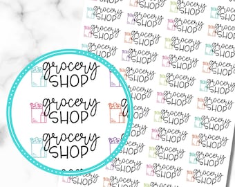 Grocery Shop Planner Stickers, Set of 44 Grocery Shopping Stickers