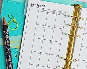Personal Planner Inserts, 2023 Printed Personal Monthly Insert, Personal Size Monthly Inserts