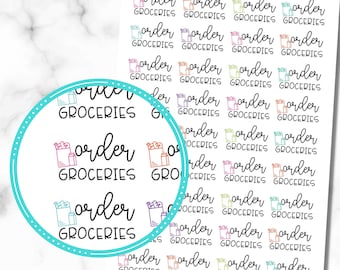 Order Groceries Planner Stickers, Set of 36 Grocery Shopping, Groceries, Grocery Order Stickers