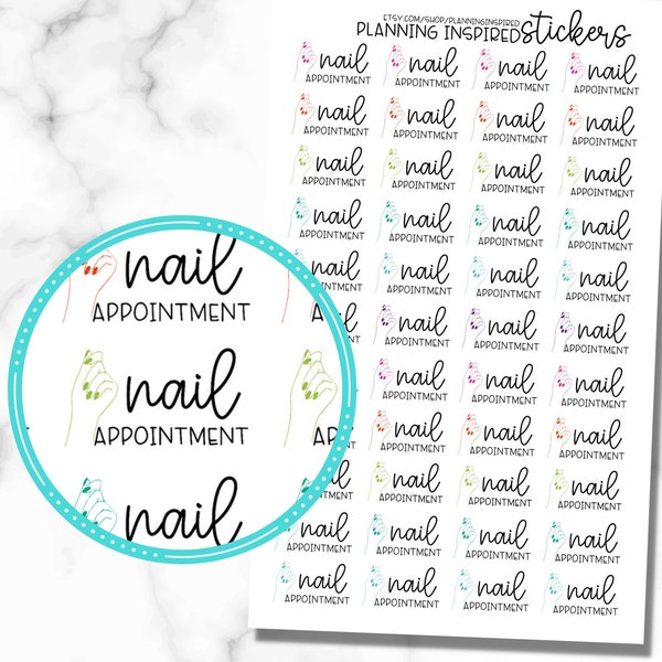 Nail Appointment Planner Stickers, Set of 44 Nail Appointment Stickers, Manicure Stickers, Pedicure Stickers