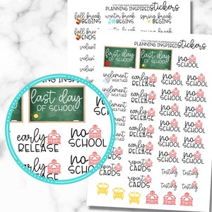 School Stickers, School Stickers for Planner, set of 70+ School Planner Stickers - TWO sheets of stickers in this set!