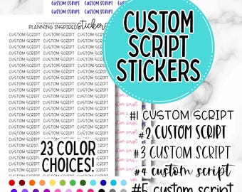 Custom Script Stickers, Custom Text Planner Stickers, Custom Stickers for Planners, Calendars, Journals