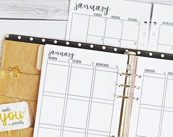 Weekly/Monthly Planner Inserts Bundle for A5 Planners, Printed Half Letter Monthly and Vertical Weekly Inserts for 2023