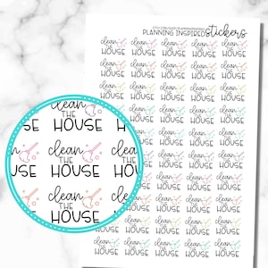 Cleaning Stickers, Chore Stickers, Clean the House, set of 45 planner stickers