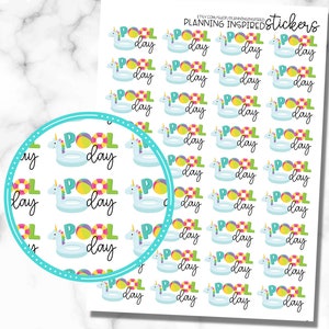 Pool Day Stickers, Planner Stickers, Pool Stickers, Summer Stickers,  Set of 36 Pool Planner Stickers