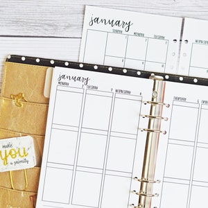 Weekly/Monthly Planner Inserts Bundle for A5 Planners, Printed Half Letter Monthly and Vertical Weekly Inserts for 2024