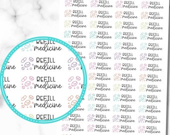 Refill Medicine Stickers, Set of 56 Prescription Refill Reminder Stickers