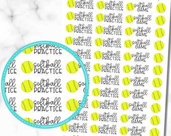 Softball Stickers, Softball Practice Stickers, Softball Game Stickers, set of 48 planner stickers