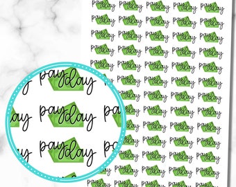 Payday Stickers, Payday Planner Stickers, set of 70 Planner Stickers