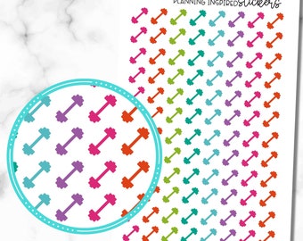 Workout Stickers, Set of 96 Dumbbell Stickers, Workout Planner Stickers, Exercise Stickers