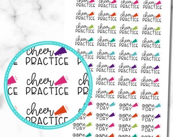 Cheer Stickers, Cheerleading Stickers, Cheer Practice Stickers, set of 48 planner stickers